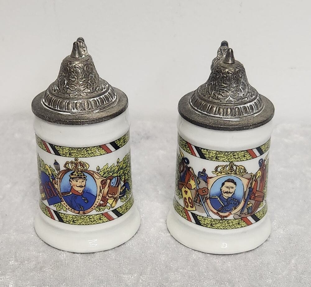 Vintage BMF Schnapskrugerl Miniature Beer Steins Set of 2-Tall 3.8"